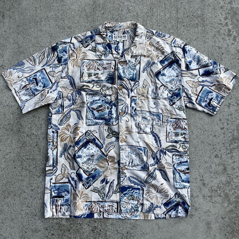 Vintage Aca Joe Made in USA Hawaiian Loop Collar Shirt